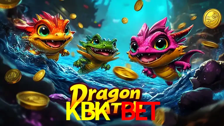 Arte promocional do jogo Dragon Hatch com três adoráveis dragões bebês nadando entre moedas de ouro, um dos slots mais divertidos para jogar no cassino KBK BET.