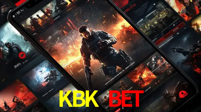 Tela de um celular exibindo uma galeria de jogos de tiro com temática militar, mostrando a variedade de e-sports disponíveis para apostas na plataforma de entretenimento KBK BET.
